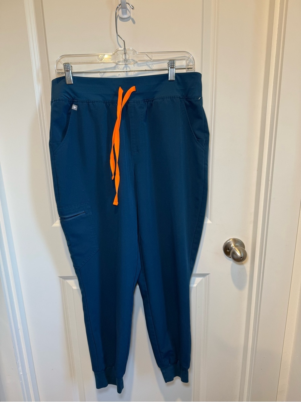 Figs Deep Blue Jogger Pants with Bright Orange Drawstring